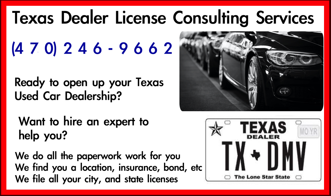 Texas Used Car Dealer License Consulting Services auto dealer license